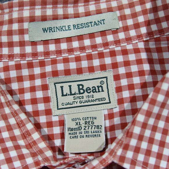 Vintage LL Bean Button Down Shirt Mens XL Red Buffalo Check Plaid Wrinkle Res - Picture 4 of 6